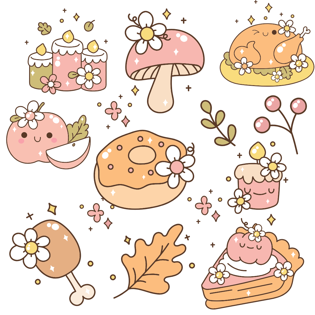 Vibrant Orange Sticker Pack – 40 PNG Cliparts & A4 Print Sheet