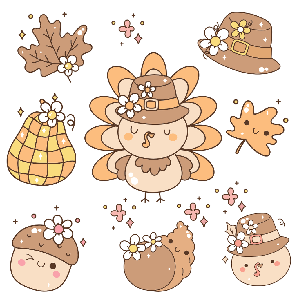 Vibrant Orange Sticker Pack – 40 PNG Cliparts & A4 Print Sheet