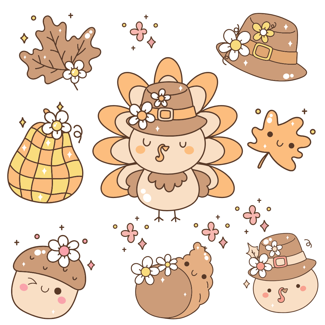 Vibrant Orange Sticker Pack – 40 PNG Cliparts & A4 Print Sheet