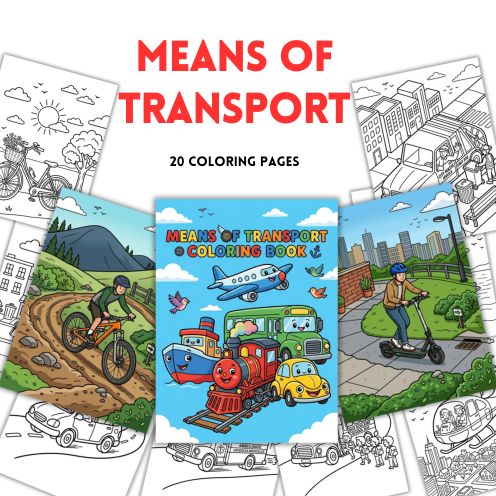 Kids Vehicles Coloring Pages PDF JPG PNG | 20-Page Digital Transportation Book