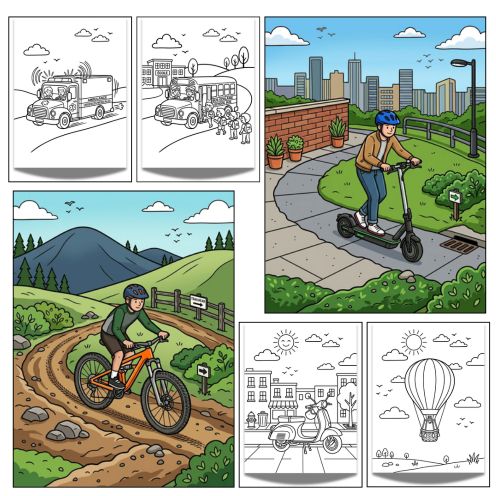Kids Vehicles Coloring Pages PDF JPG PNG | 20-Page Digital Transportation Book