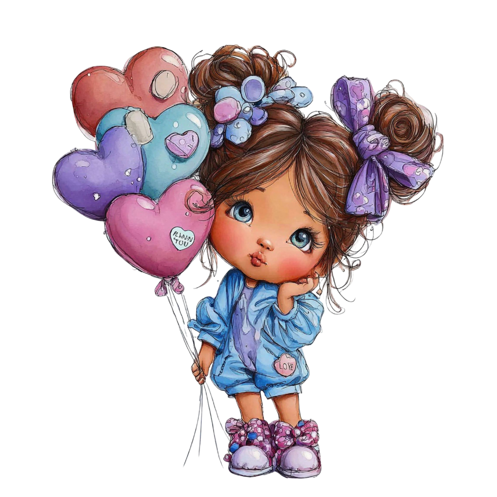 14 Purple & Blue Girl Clipart Bundle – Cute girly graphics Pastel Love PNG  SVG & Printable PDF
