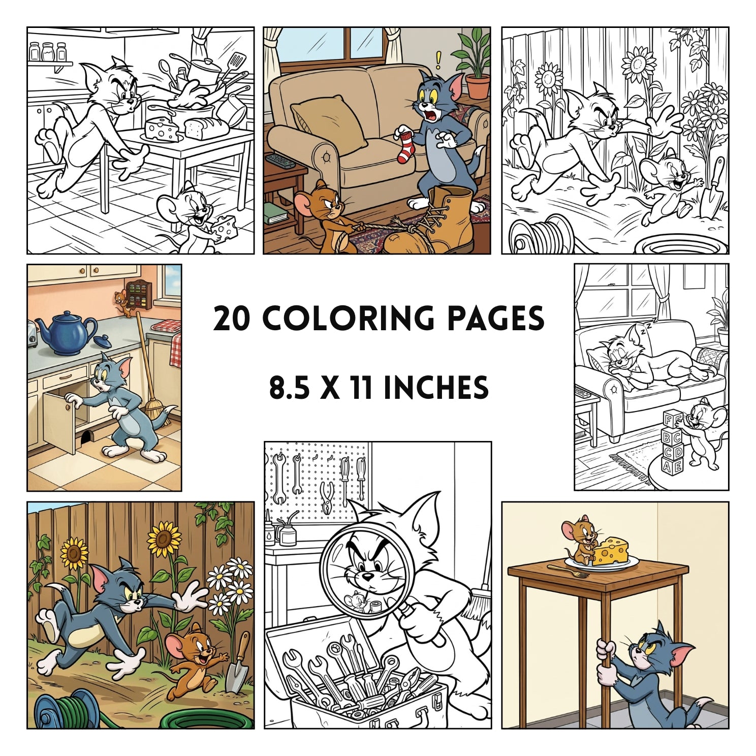 Printable Tom and Jerry Coloring Book | 20 Premium Kids Activity Pages