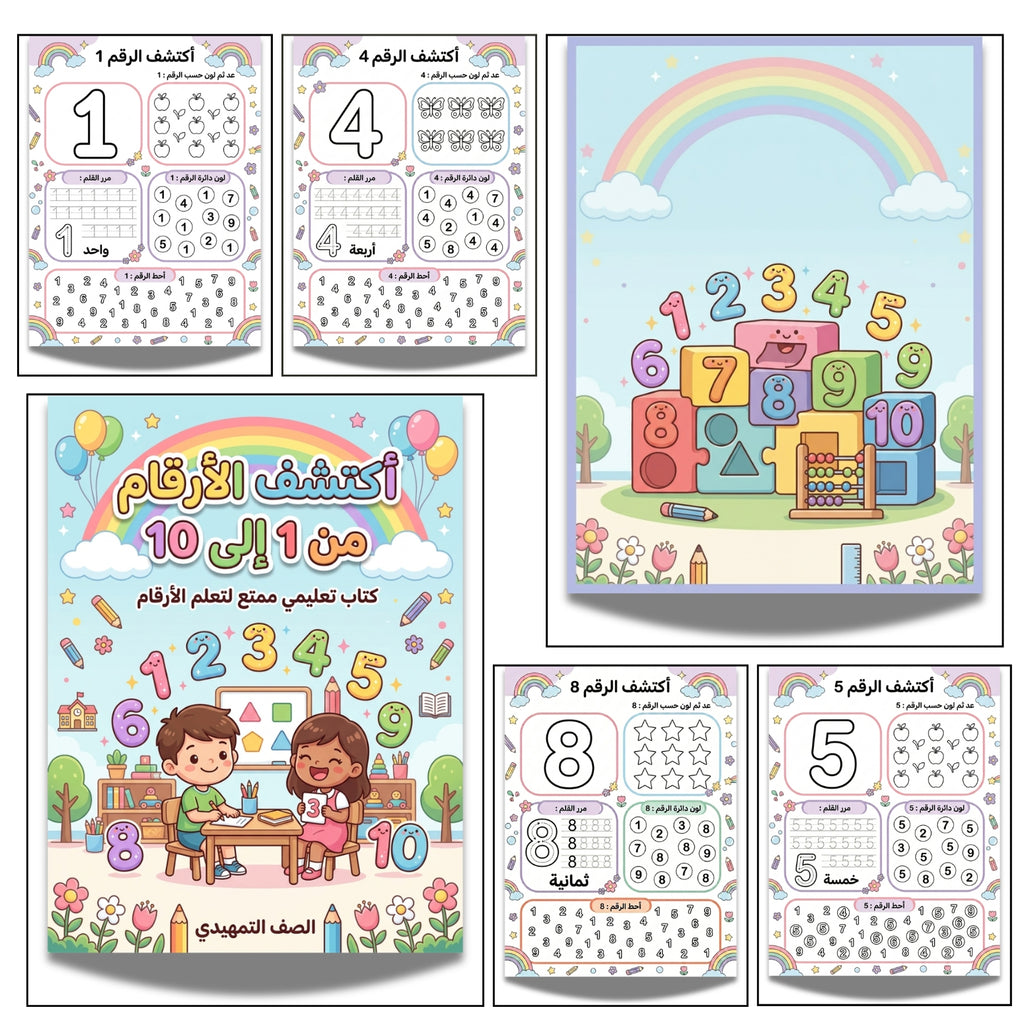 Arabic Numbers Printable Activity Book | Kids 1 to 10 Counting Pages