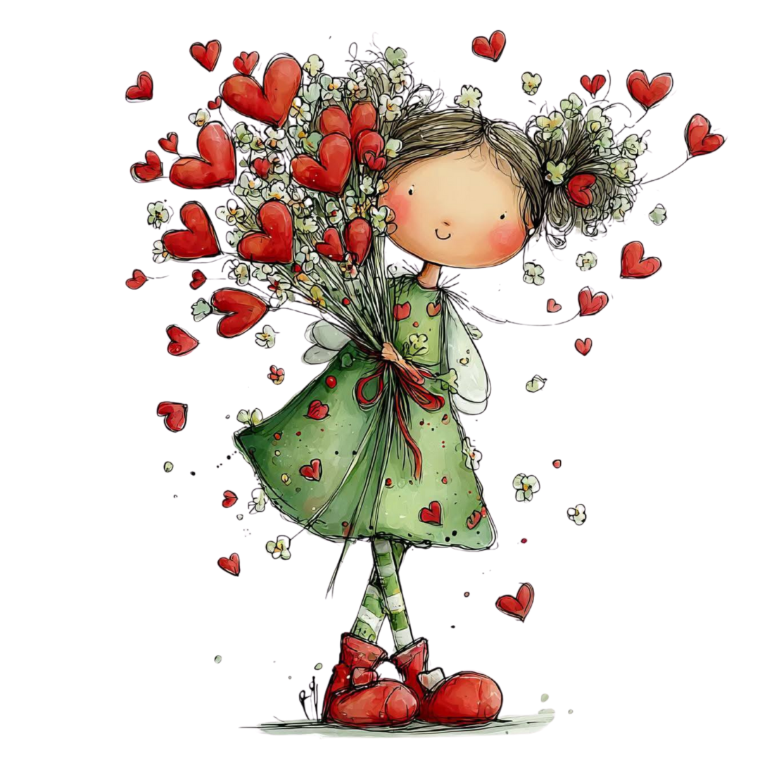 17 Valentine Fairy Girl Clipart Bundle – Cute Love Angel PNG, Kawaii Fantasy SVG & Printable PDF