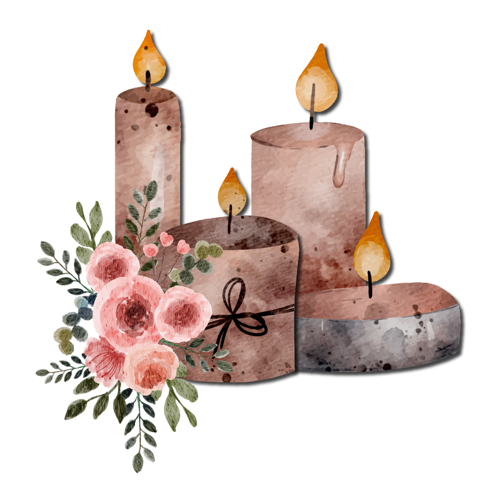 8 Watercolor Floral Candle Clipart Collection