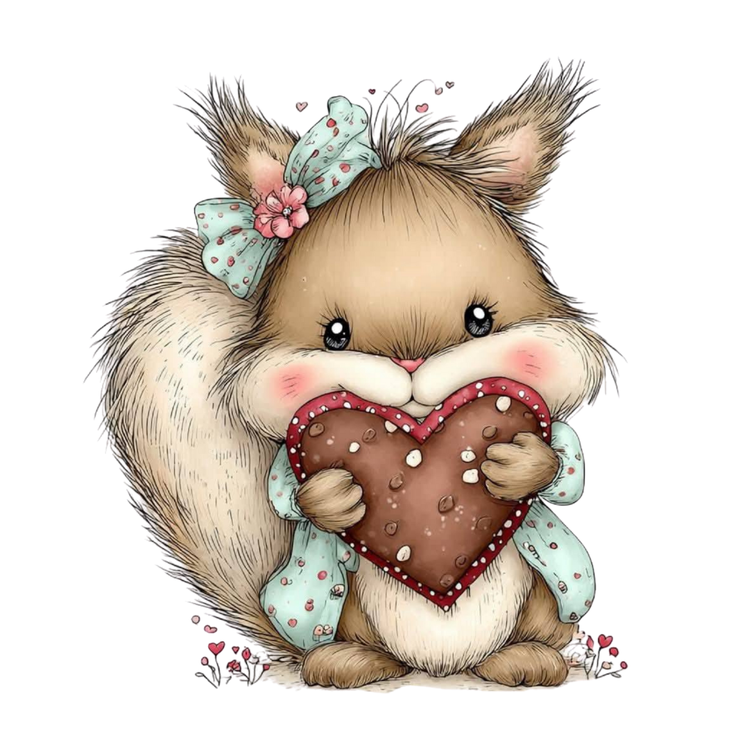 14 Romantic animal art Clipart Bundle - Valentine - Love Animals illustration PNG, SVG & Printable PDF