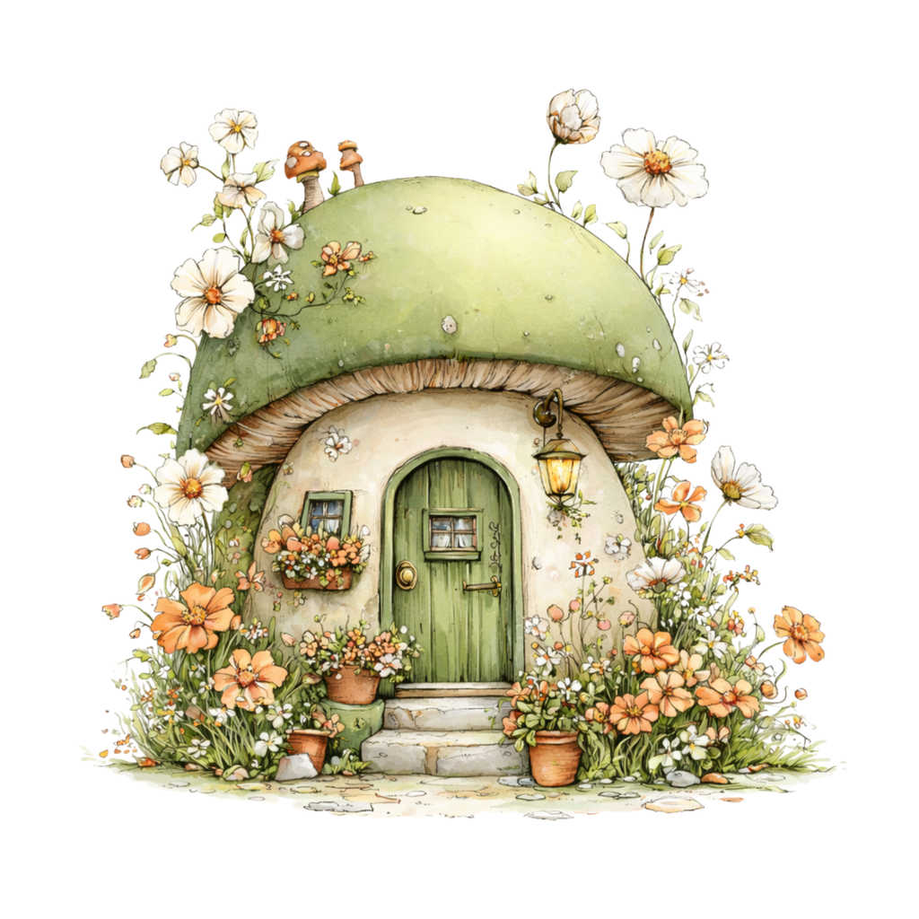 Cliparts Printemps – 17 cottages fleuris & nature en aquarelle