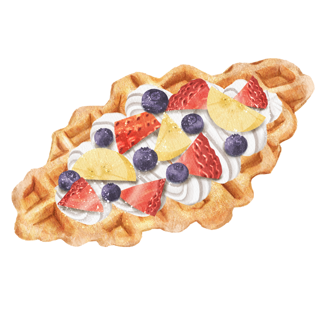 Watercolor “Croissant Waffle” Clipart Collection – Premium Assorted Flaky Waffle Desserts