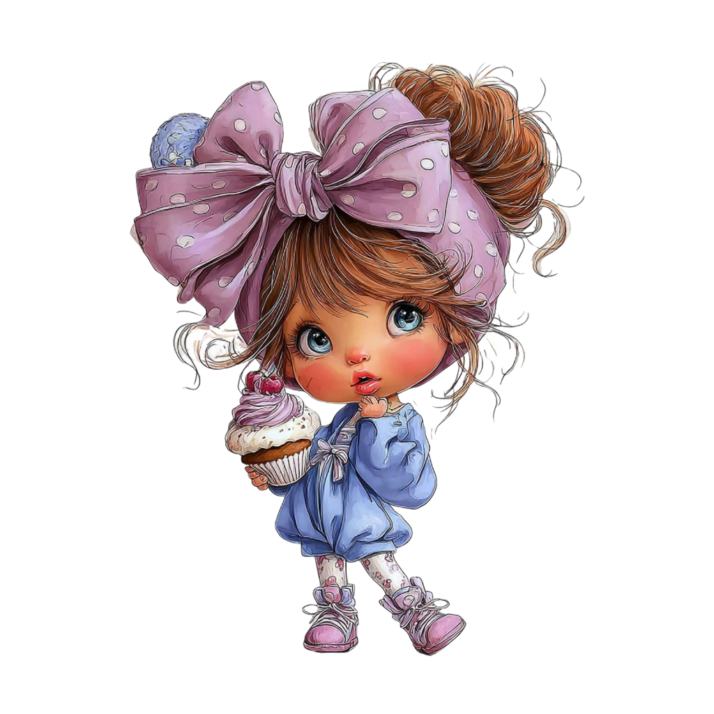 18 Cute Girl Clipart Bundle – Pastel Love Girl PNG, Chibi Style SVG & Printable PDF