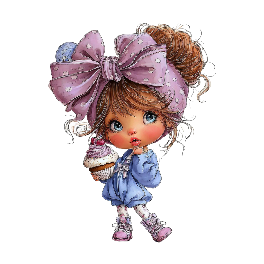 18 Cute Girl Clipart Bundle – Pastel Love Girl PNG, Chibi Style SVG & Printable PDF