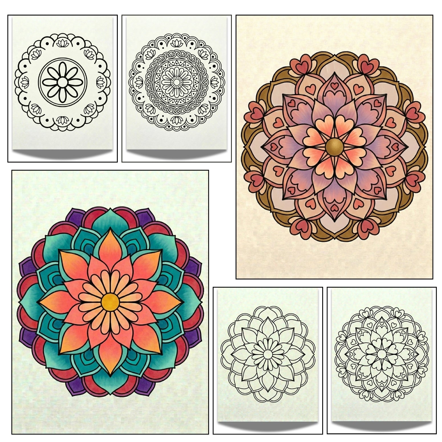 Beautiful Flower Mandalas PDF JPG PNG | 20-Page Kids and Teens Coloring Book