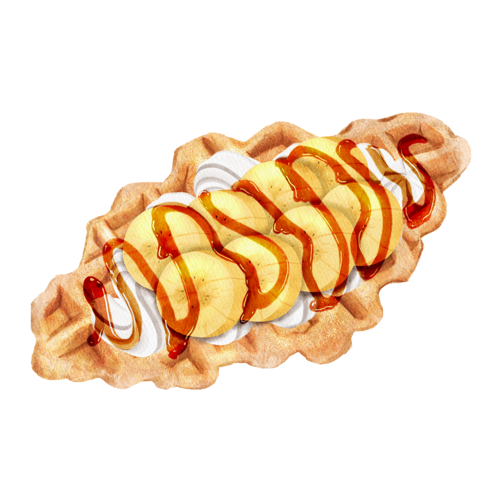 Watercolor “Croissant Waffle” Clipart Collection – Premium Assorted Flaky Waffle Desserts