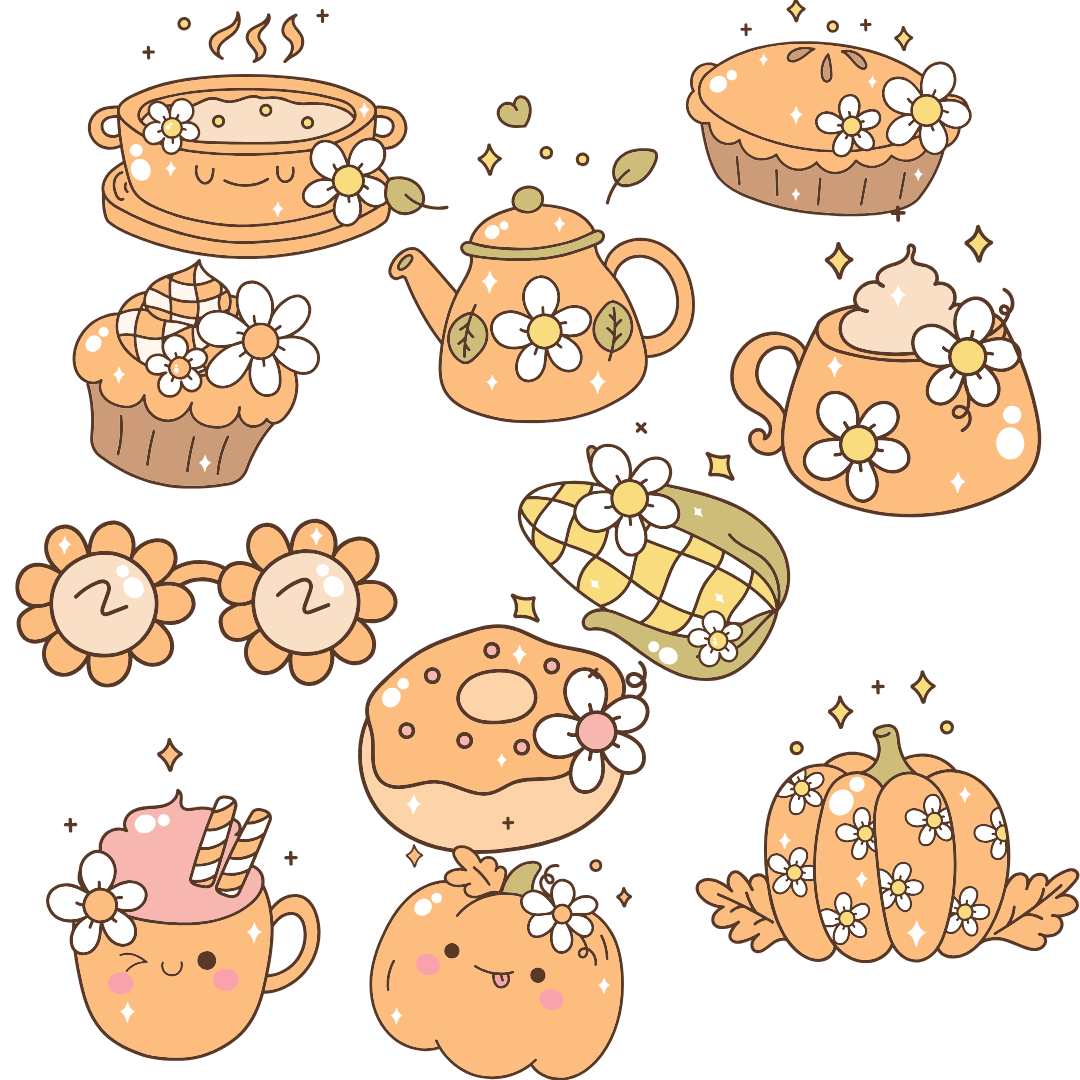 Vibrant Orange Sticker Pack – 40 PNG Cliparts & A4 Print Sheet