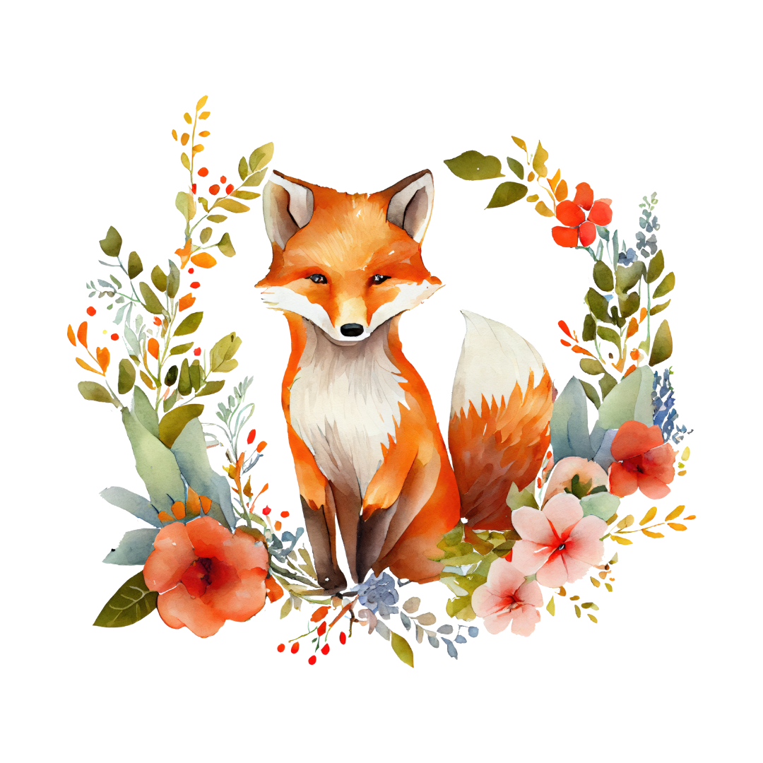 Fox Illustration Clipart – PNG Transparent 4096×4096 | 300 DPI Digital Download