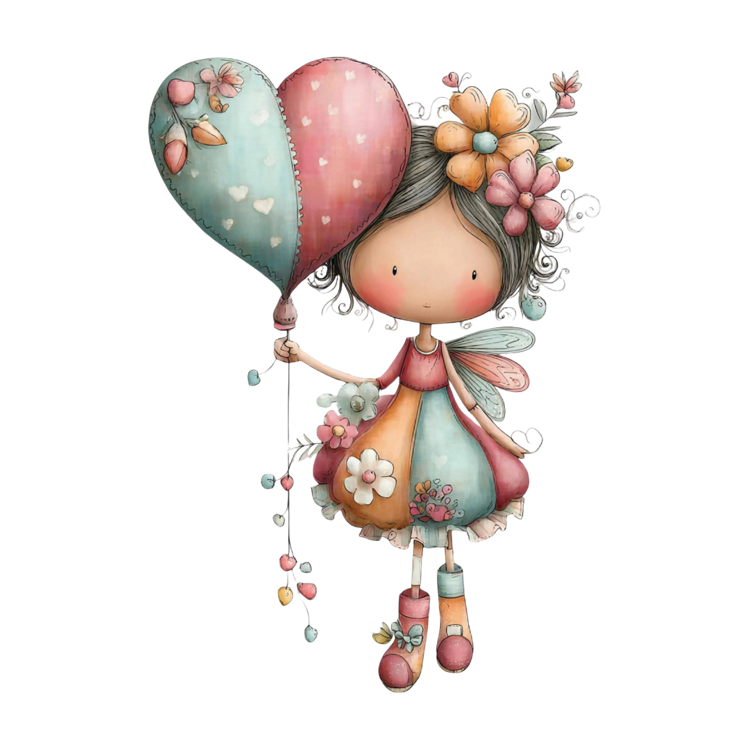 14 Cute Fairy Girl Clipart Bundle– Valentine Angel PNG, SVG & Printable PDF