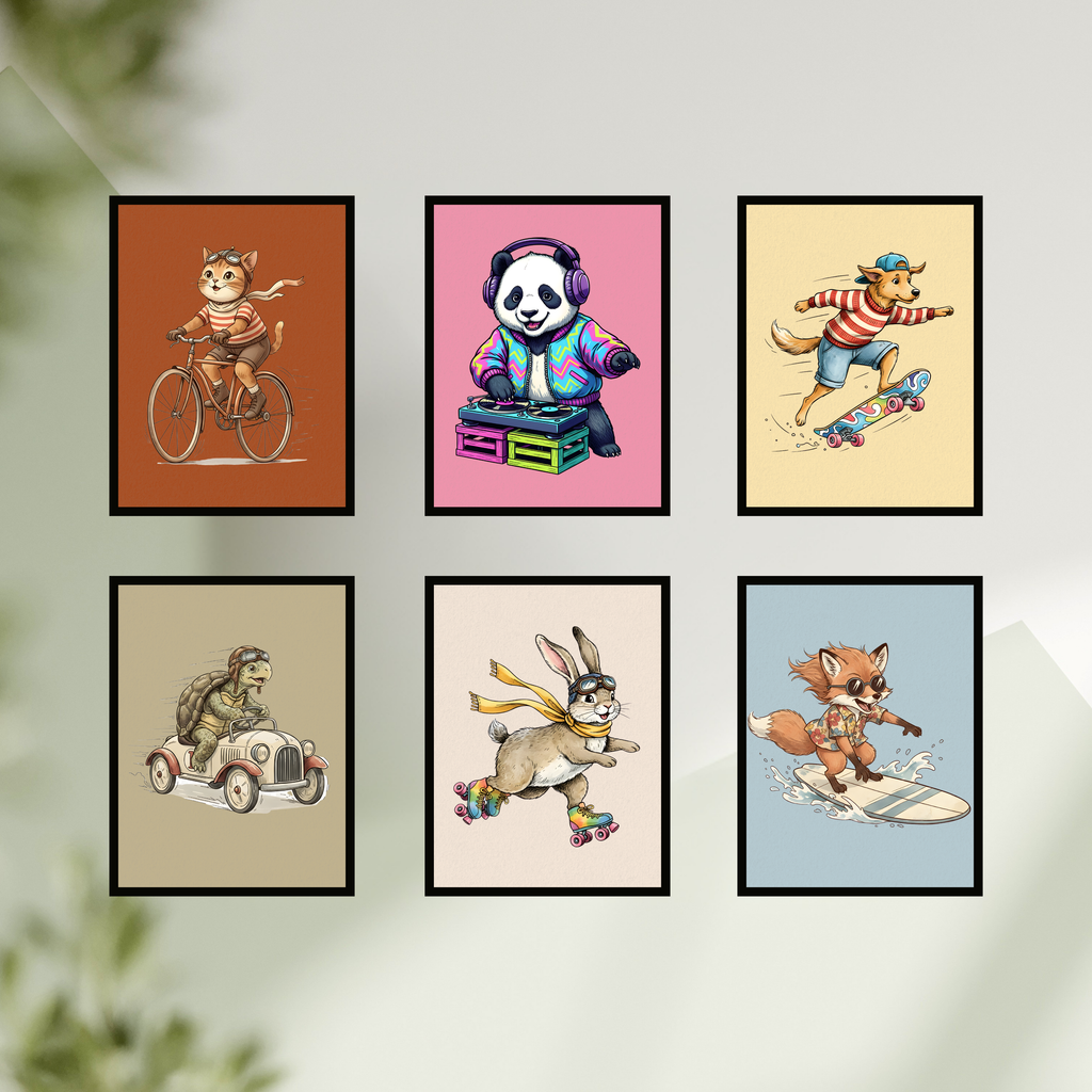 Fun Animal Wall Art – Printable PDF | Modern Digital Illustration