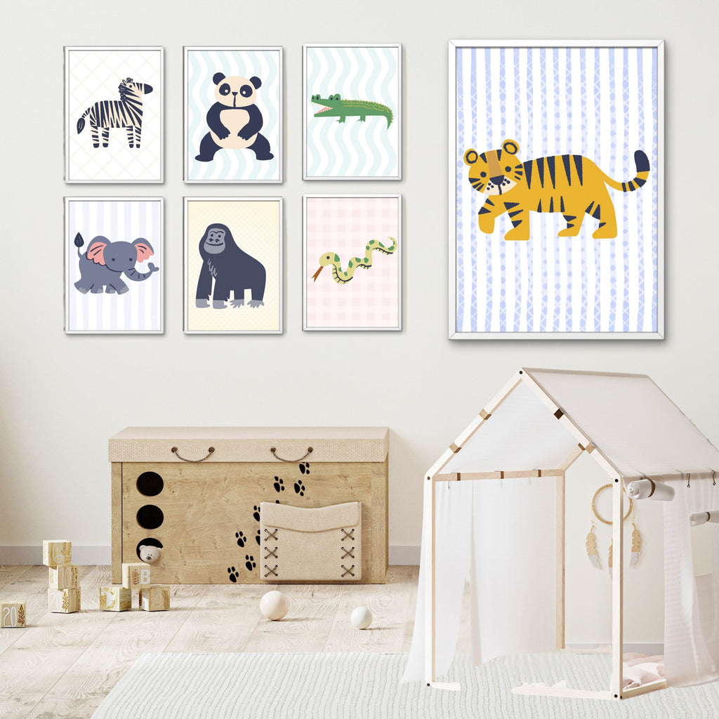 Animal Wall Art Set |  Safari Illustrations | Nursery Prints | Digital Download | Kids Room Decor | Jungle Wall Art | Printable Pack