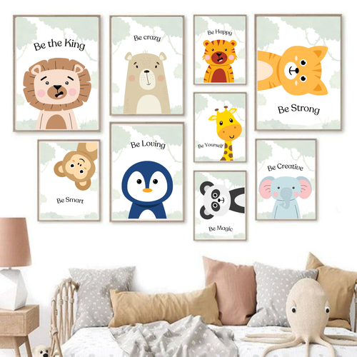 Affiches Animalières pour Enfants | Décoration Murale Positive pour Chambre Bébé