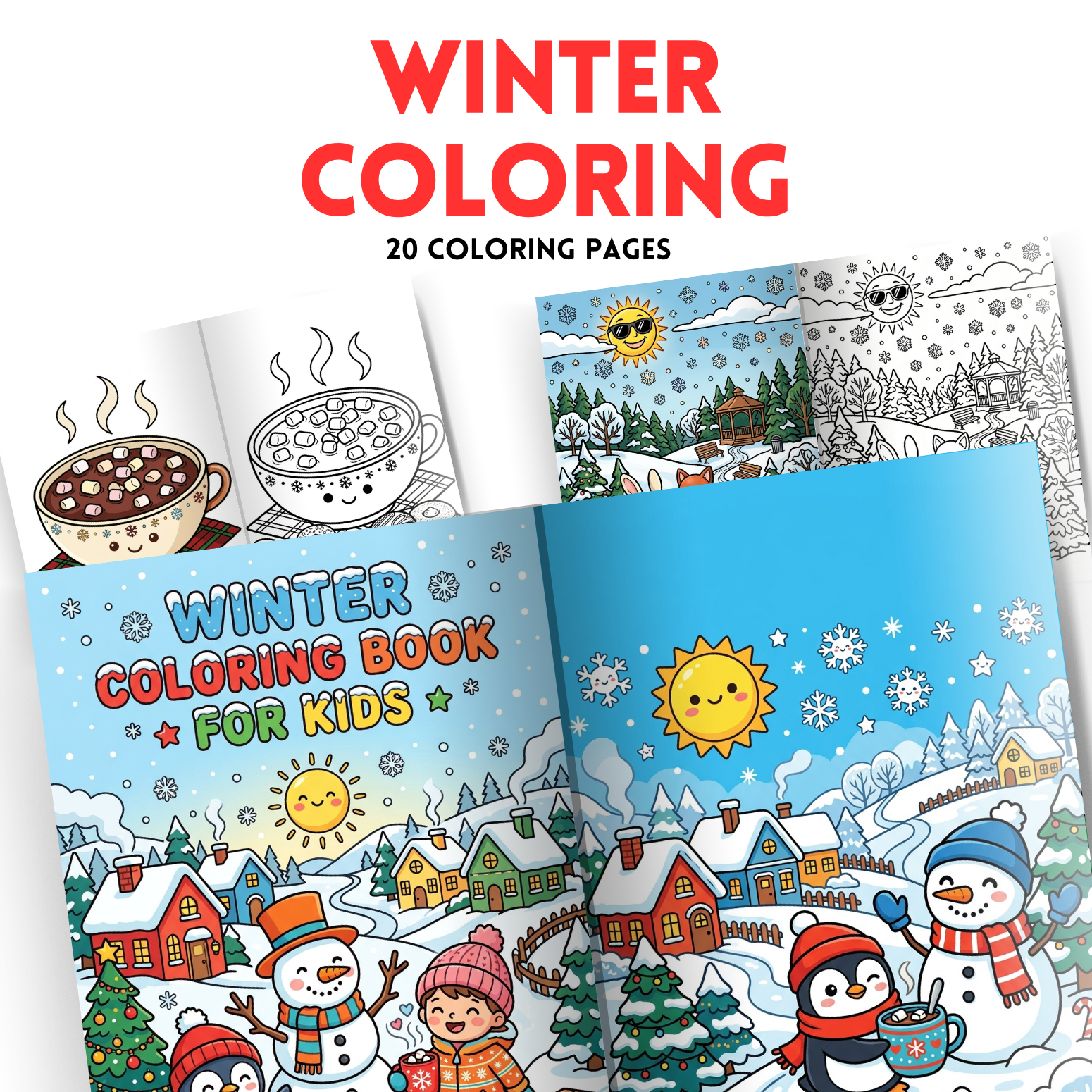 Cute Winter Coloring Book Printable | 20 Cozy Snowflake Activity Pages
