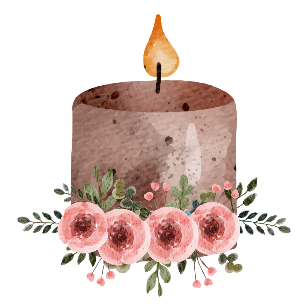 8 Watercolor Floral Candle Clipart Collection