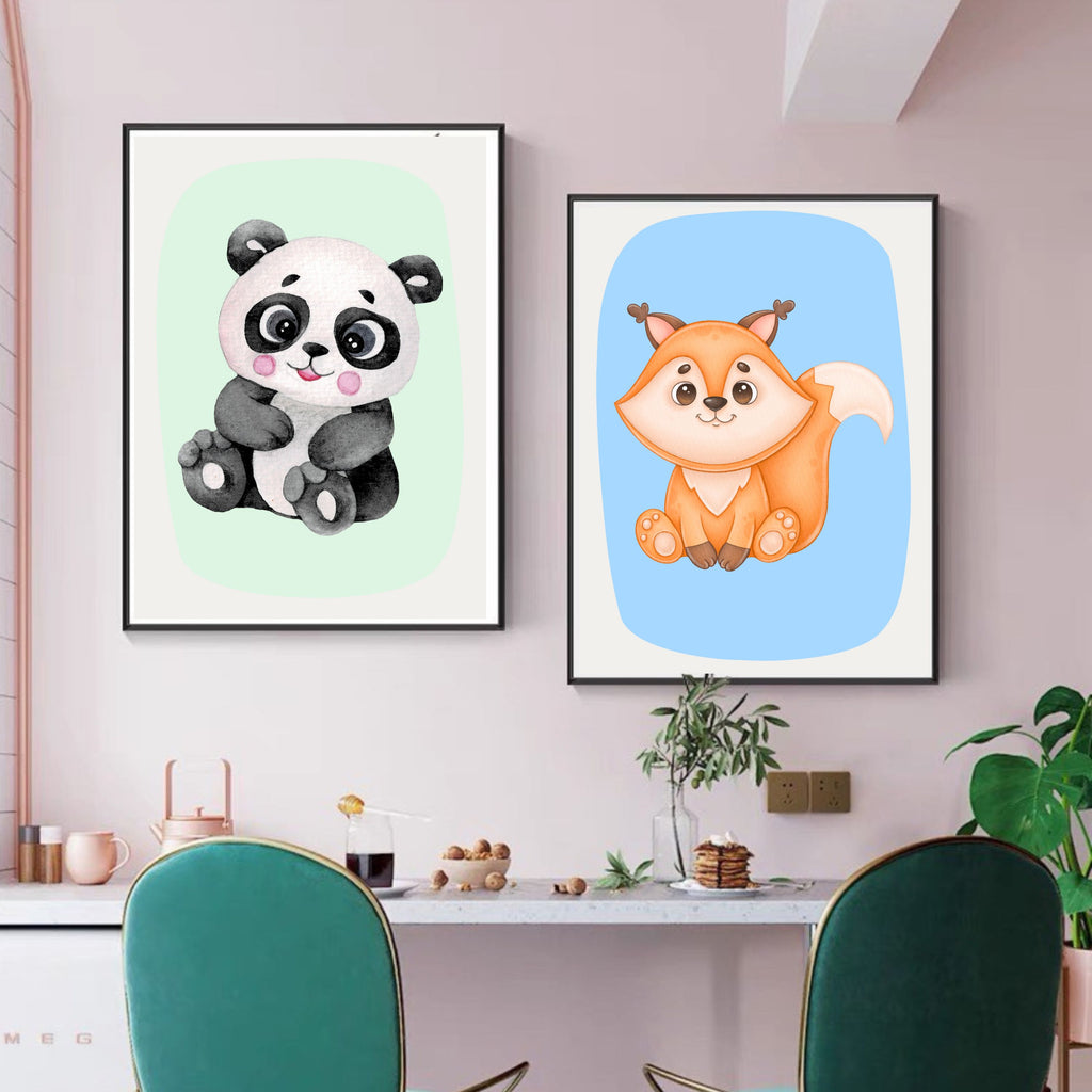 Kids Animal Wall Art Set – 10  Nursery Prints | Playroom Decor | Digital PNG 300 DPI