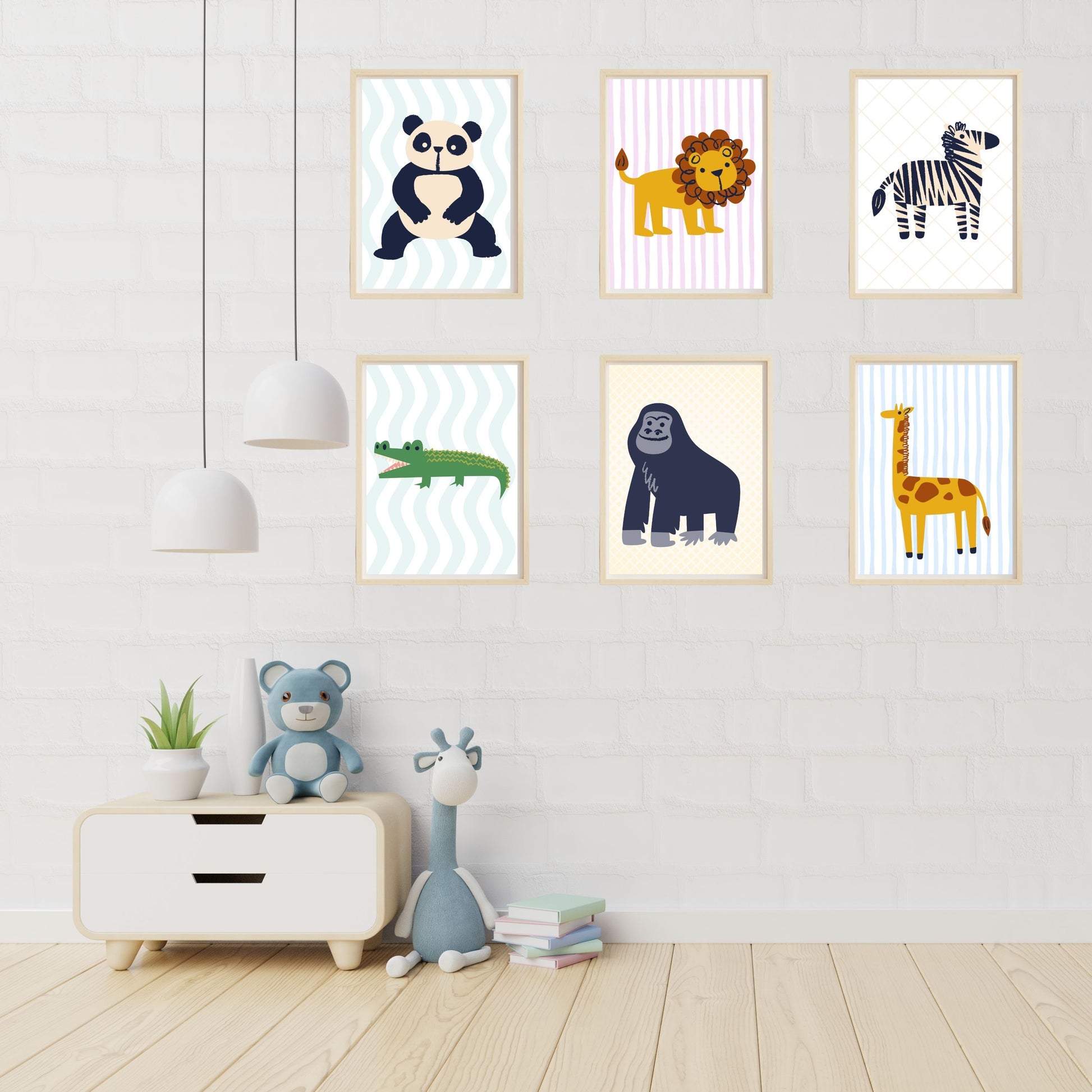 Animal Wall Art Set |  Safari Illustrations | Nursery Prints | Digital Download | Kids Room Decor | Jungle Wall Art | Printable Pack