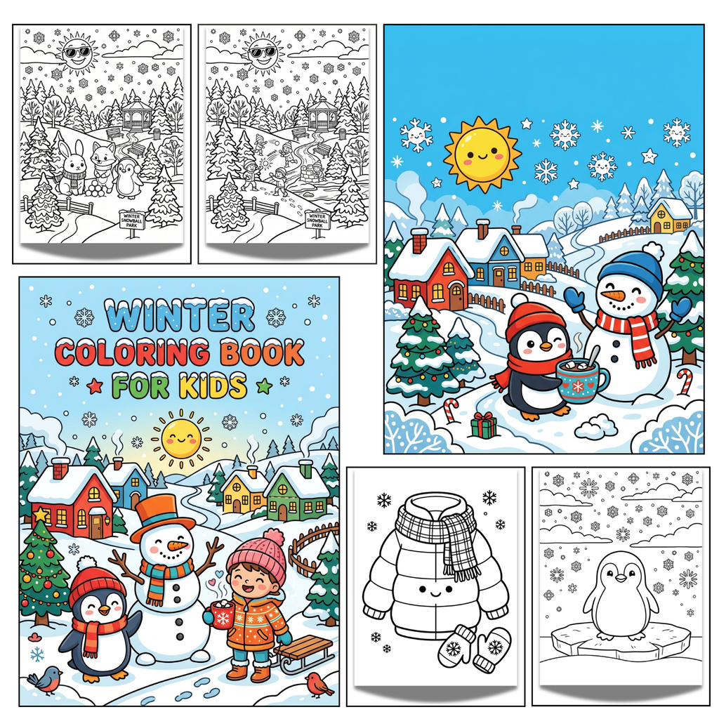 Cute Winter Coloring Book Printable | 20 Cozy Snowflake Activity Pages