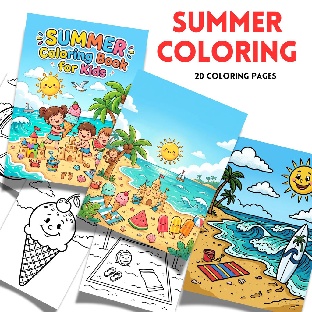 Cute Summer Coloring Book Printable | 20 Beach and Ice Cream Activity Pages