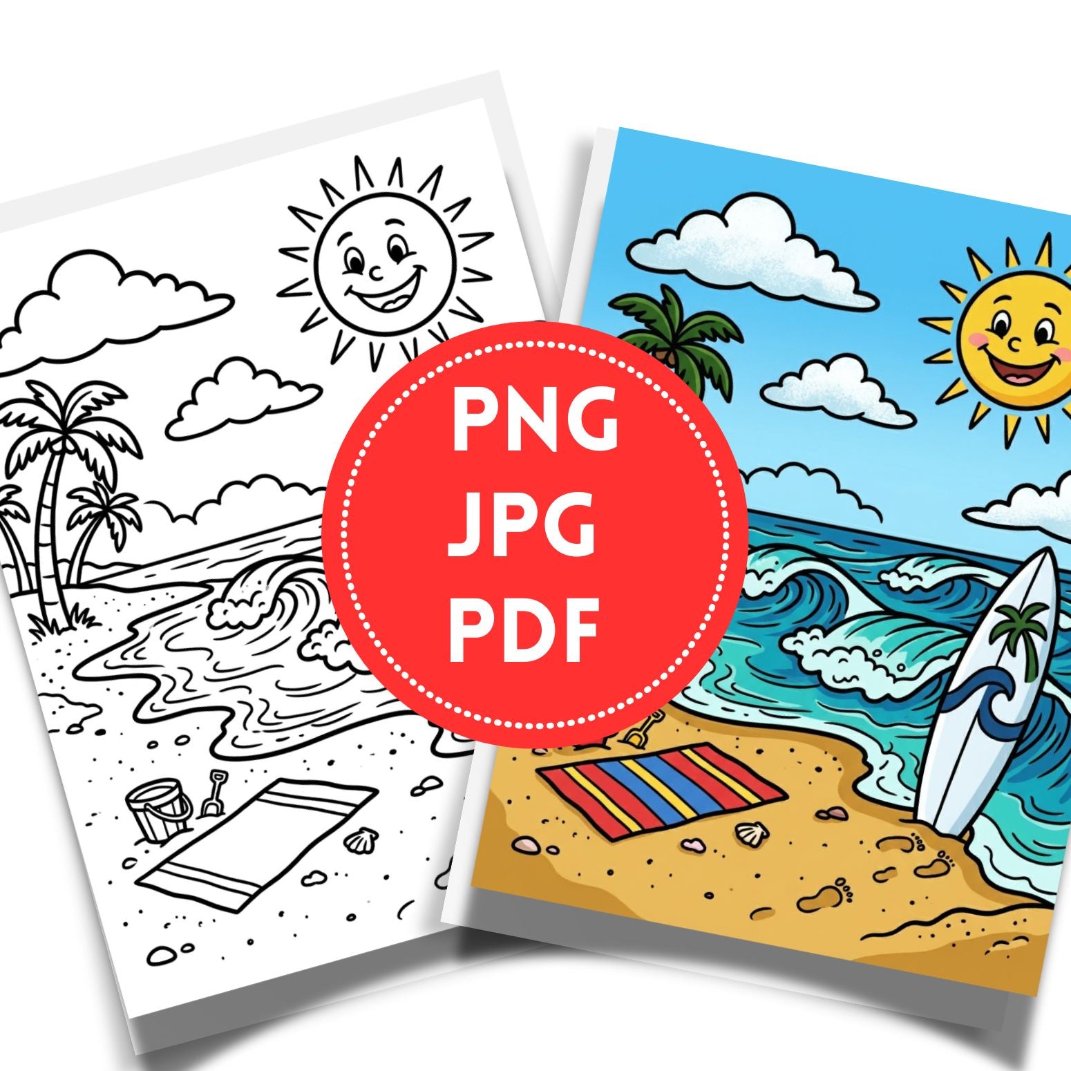 Cute Summer Coloring Book Printable | 20 Beach and Ice Cream Activity Pages
