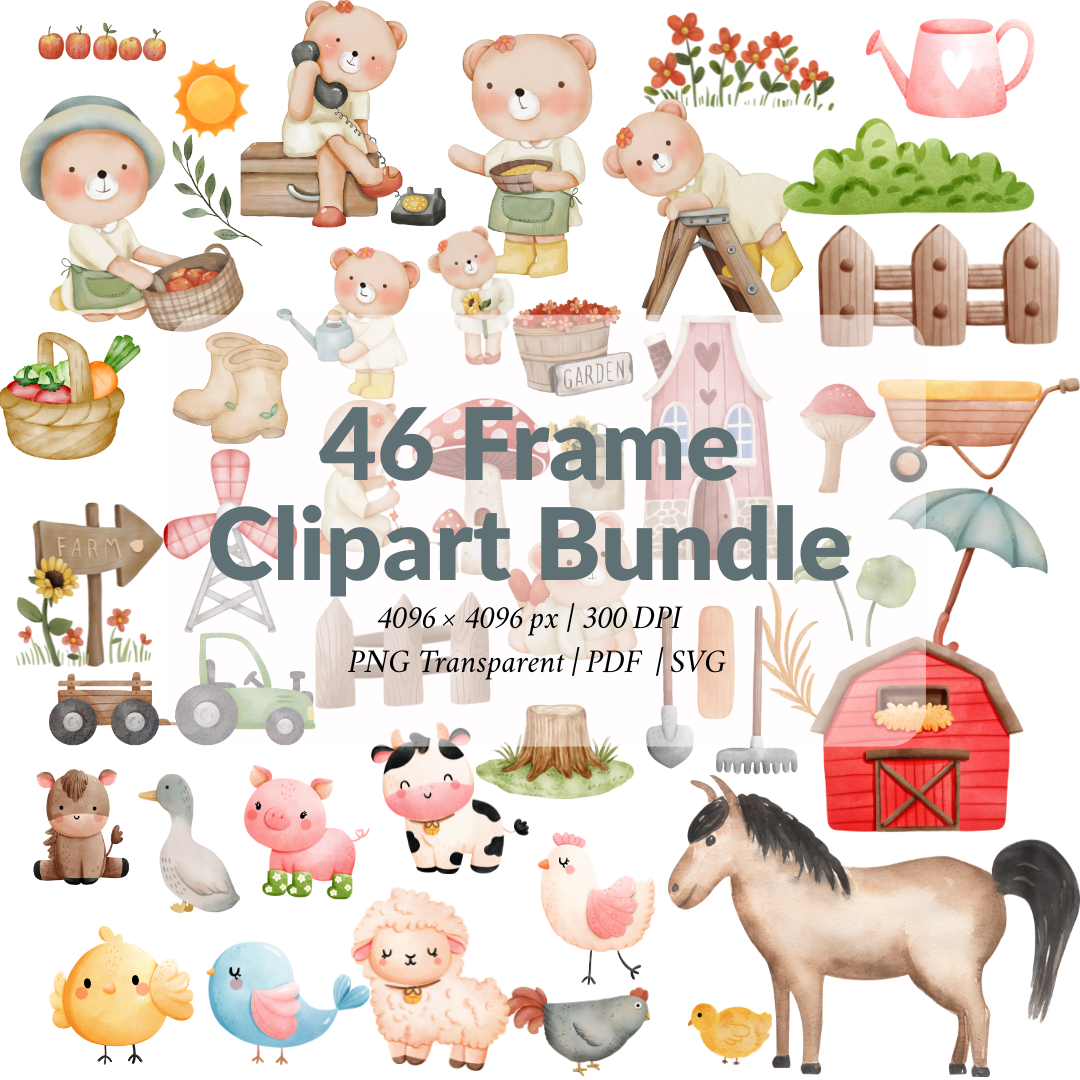 46 Frame Clipart Bundle – Printable Decorative Frames for Stickers, Planners & Merch Design