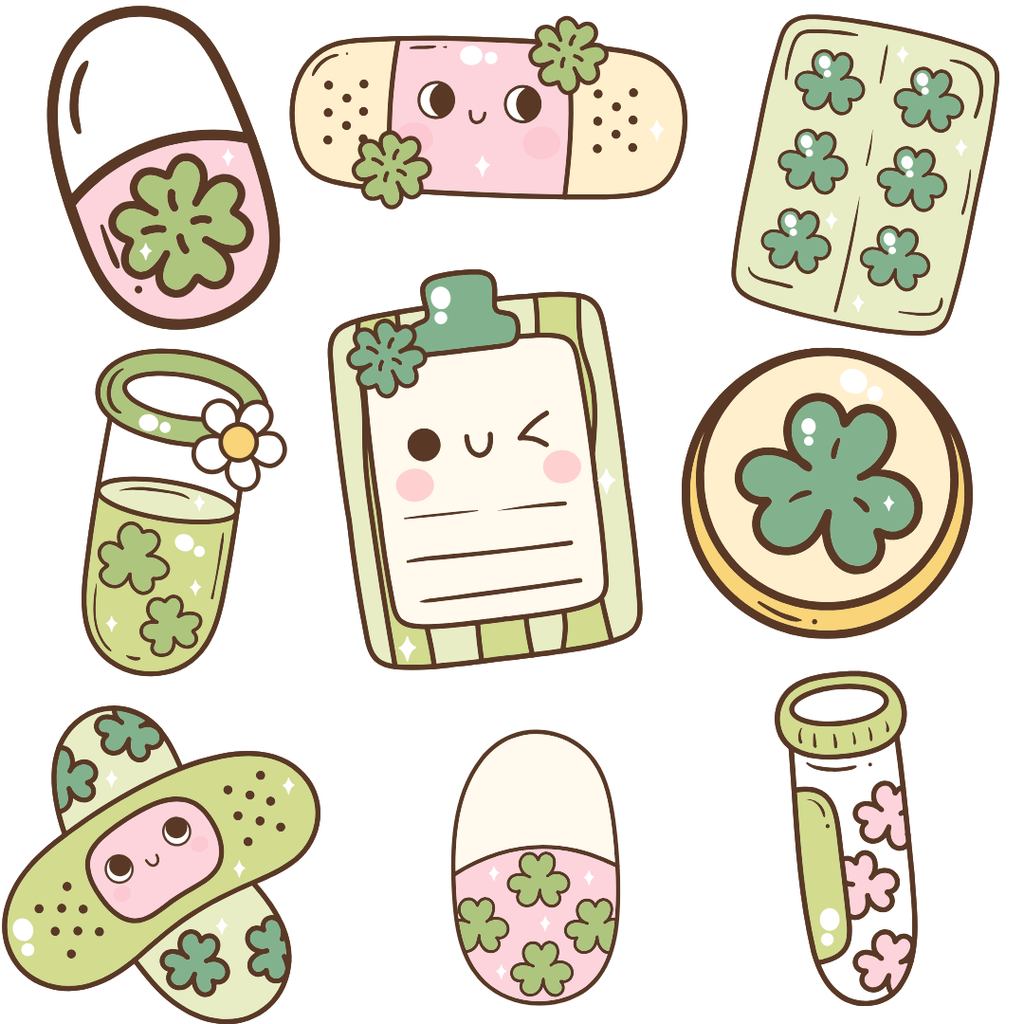 27 Cute Four-Leaf Clover Kawaii Clipart – Lucky Green Leaf PNG