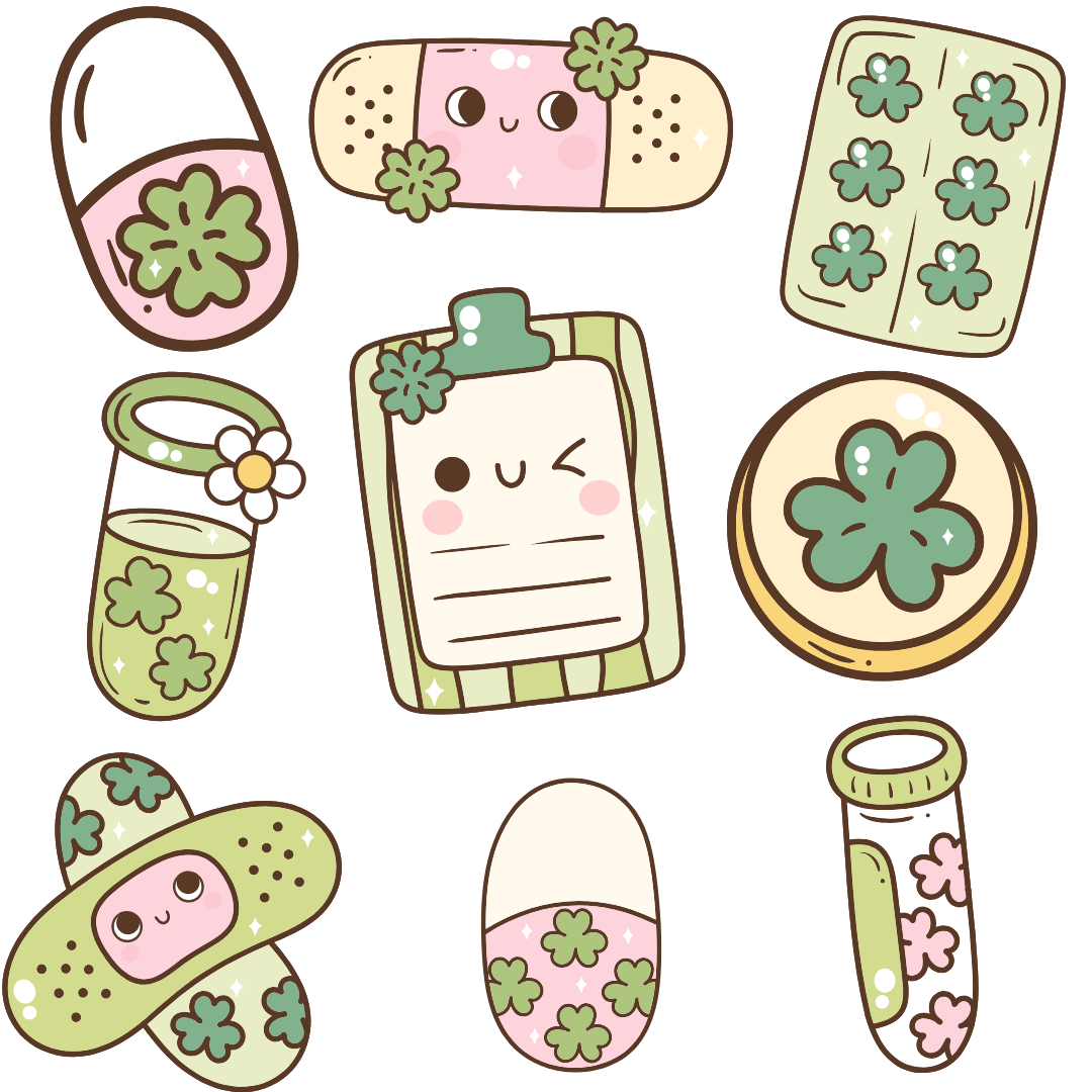 27 Cute Four-Leaf Clover Kawaii Clipart – Lucky Green Leaf PNG