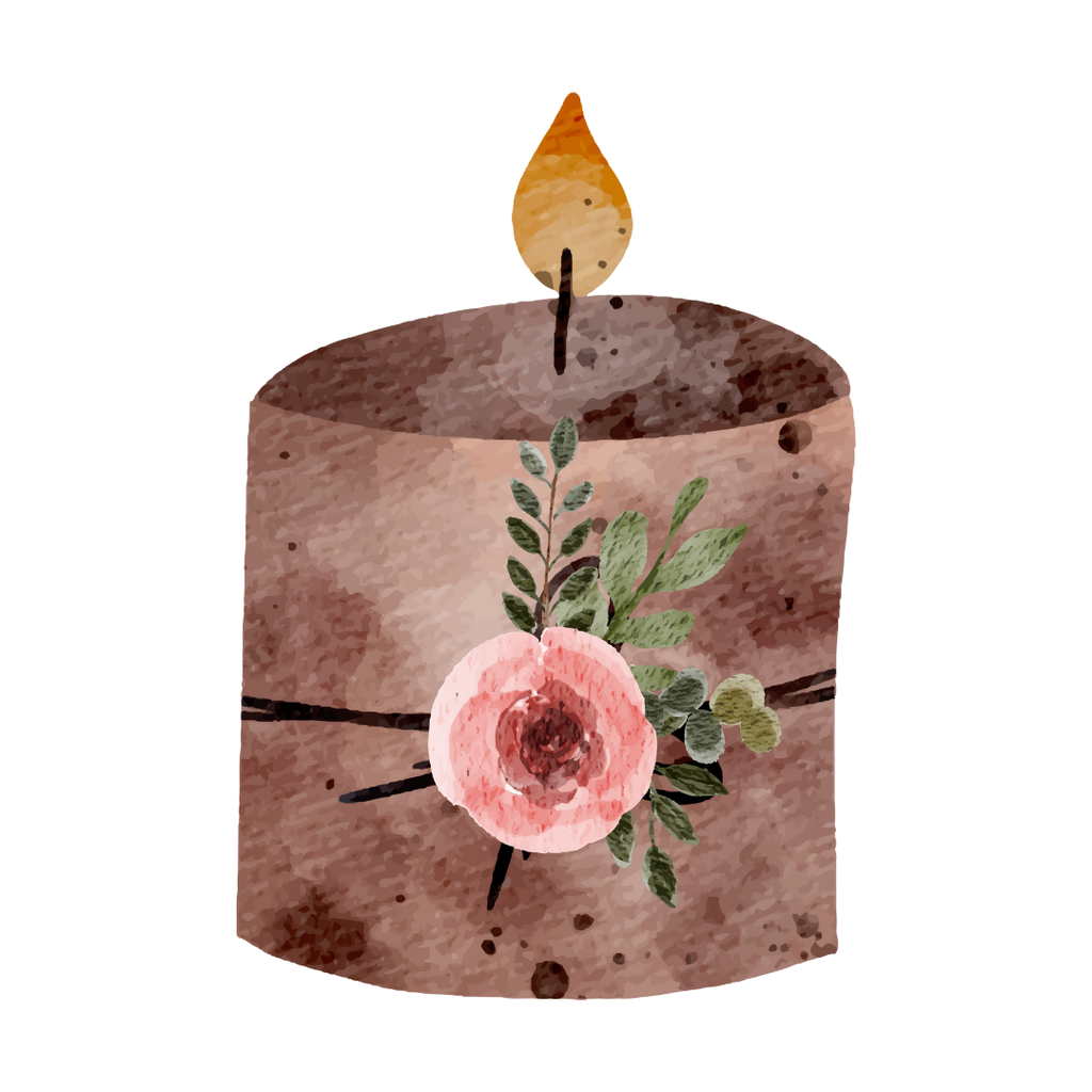 8 Watercolor Floral Candle Clipart Collection