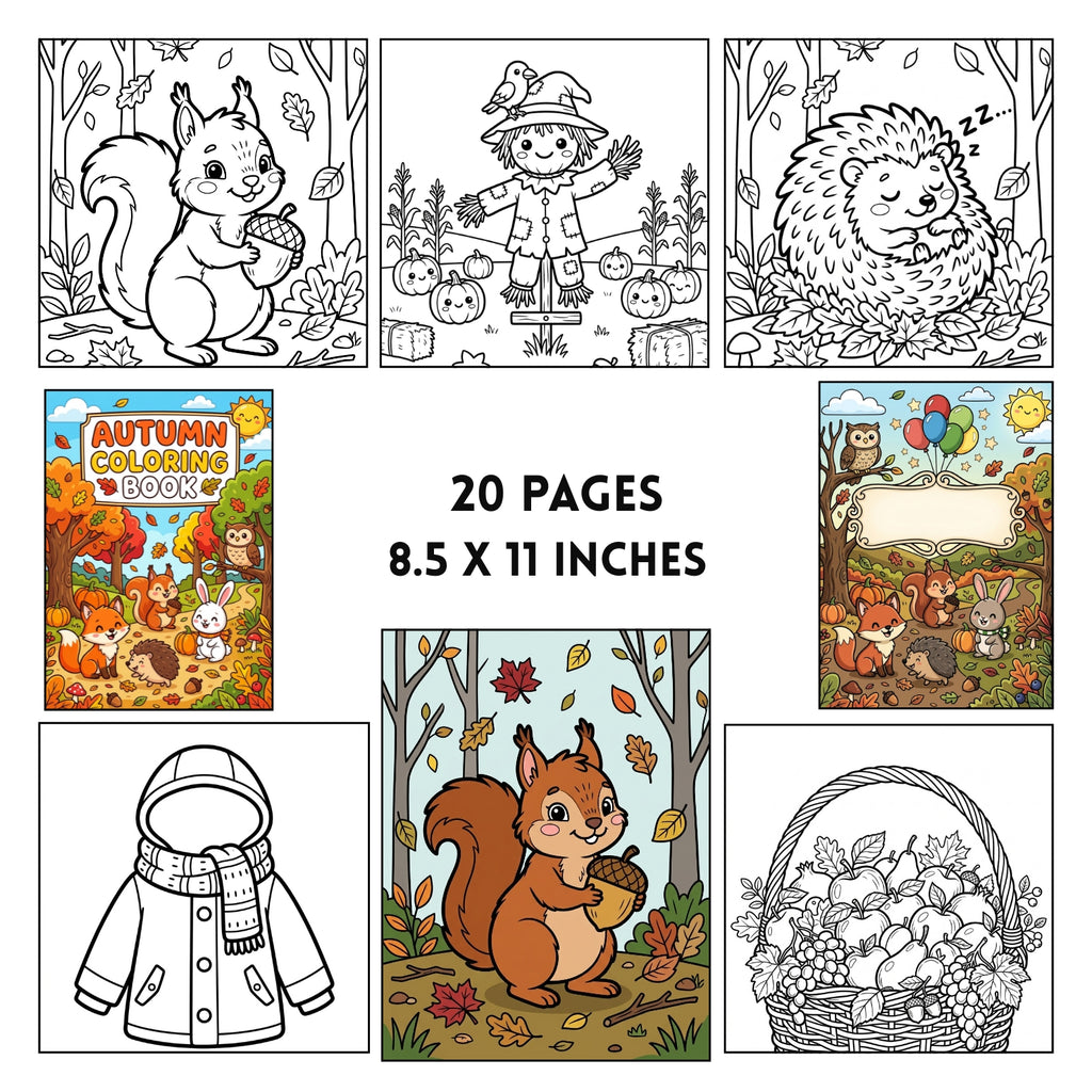 Cute Autumn Coloring Book Printable | 20 Cozy Fall Forest Activity Pages