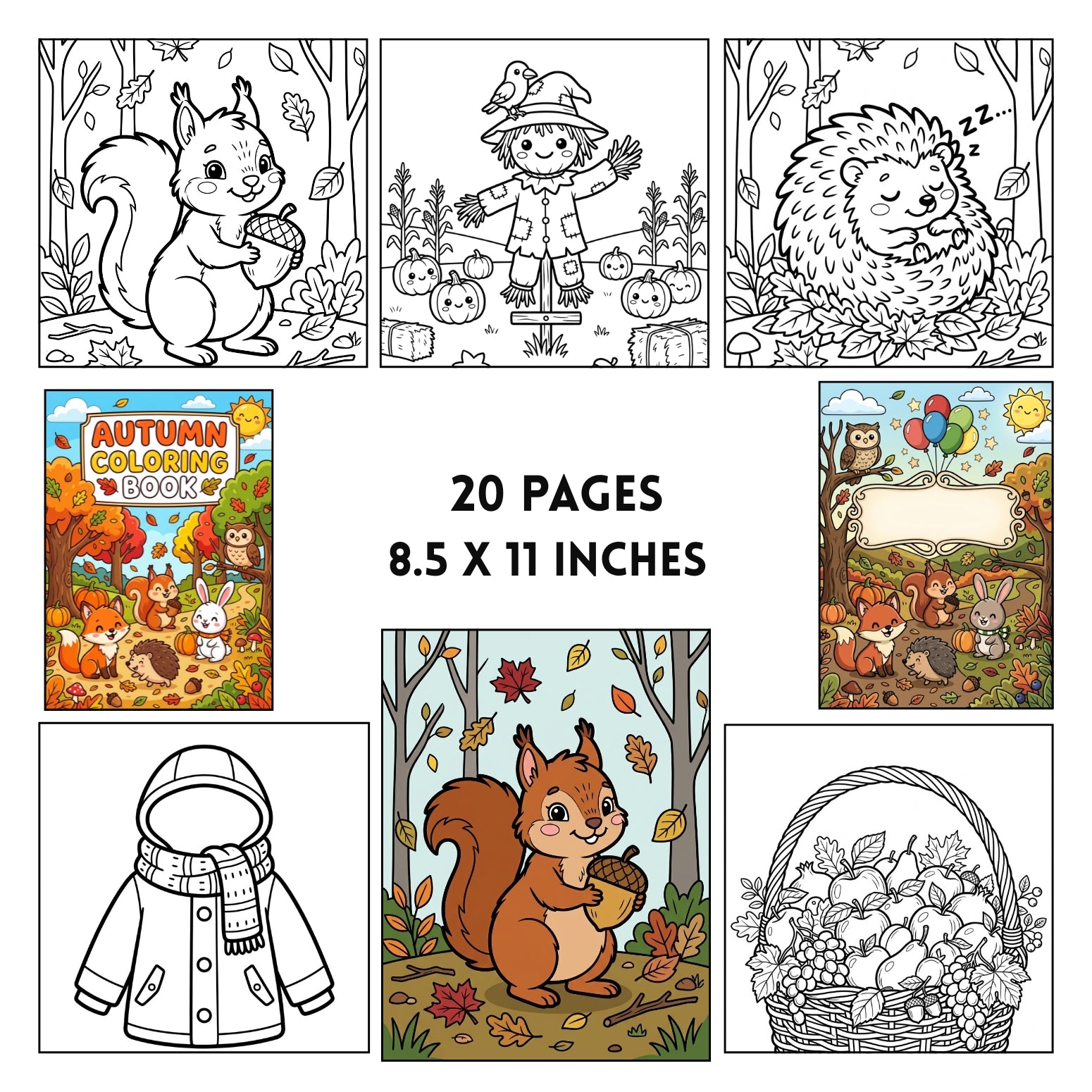 Cute Autumn Coloring Book Printable | 20 Cozy Fall Forest Activity Pages
