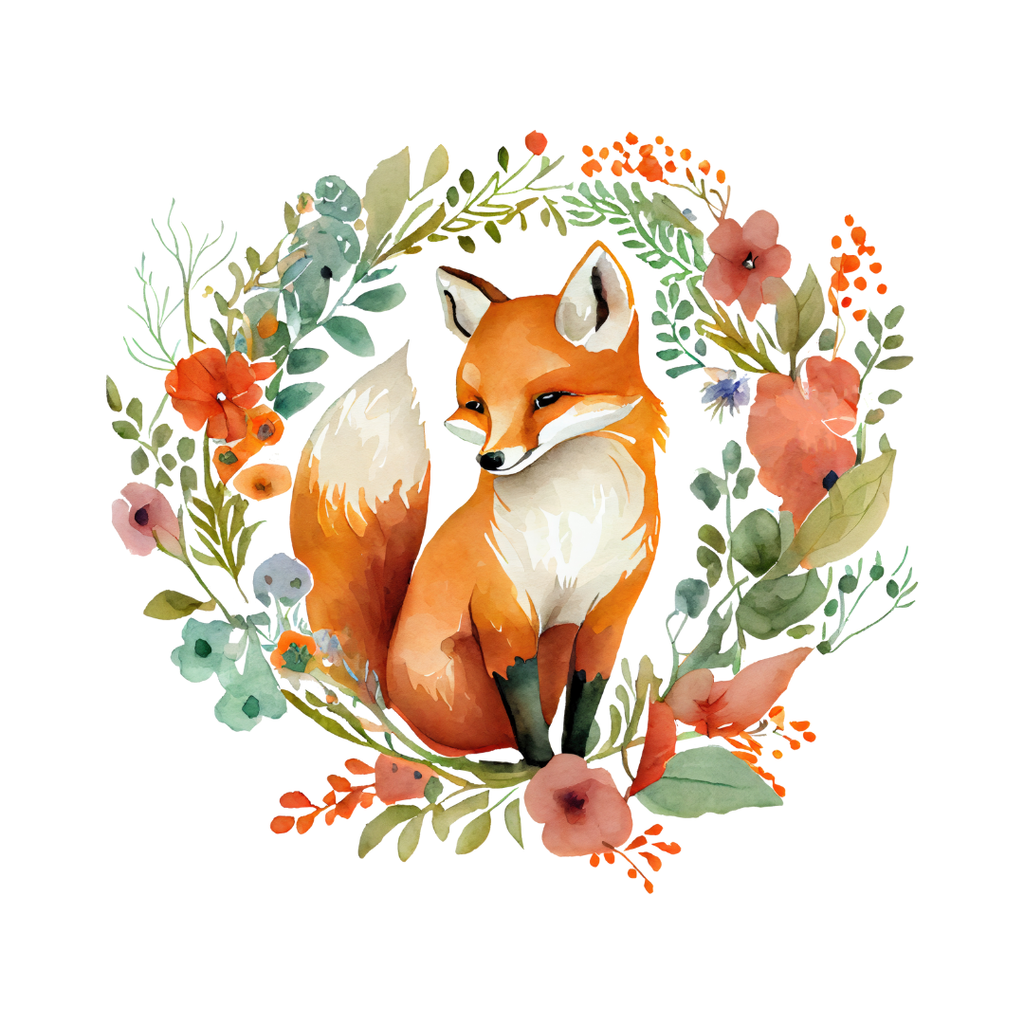 Fox Illustration Clipart – PNG Transparent 4096×4096 | 300 DPI Digital Download