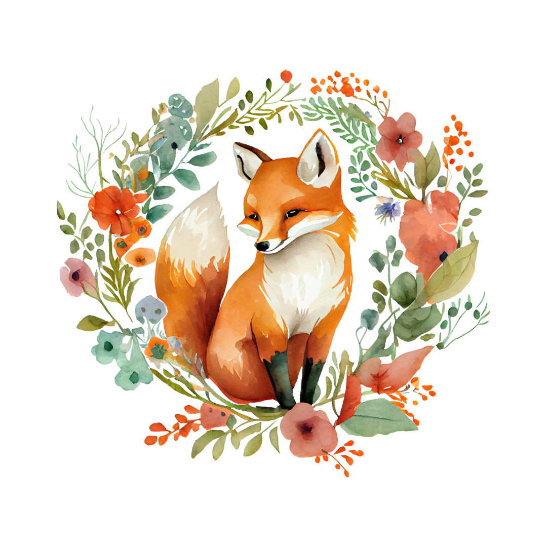 Fox Illustration Clipart – PNG Transparent 4096×4096 | 300 DPI Digital Download