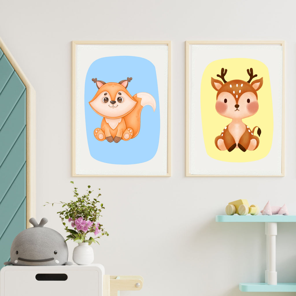 Kids Animal Wall Art Set – 10  Nursery Prints | Playroom Decor | Digital PNG 300 DPI