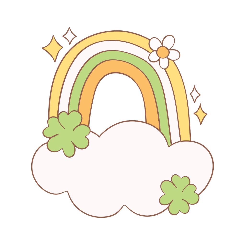 Cute Clover Clipart – Kawaii Hands Holding Patchwork Shamrock, Pastel Spring Illustration, Digital Download