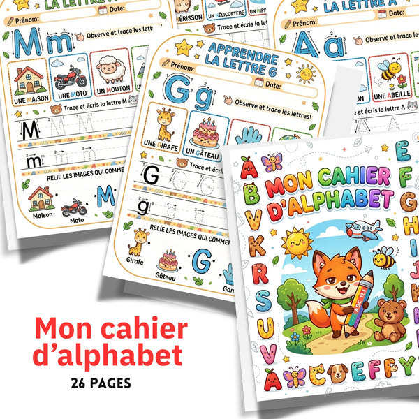 Cahier de traçage de l’alphabet A-Z – 26 pages à imprimer | Exercices d’écriture pour la maternelle