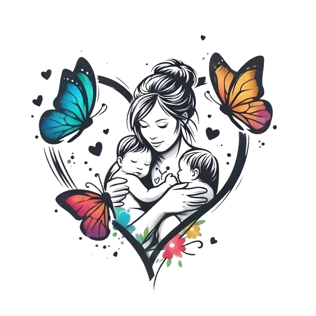 12 Mother & Child Love Clipart Bundle – Floral Butterfly Family Silhouette PNG, SVG & Printable PDF