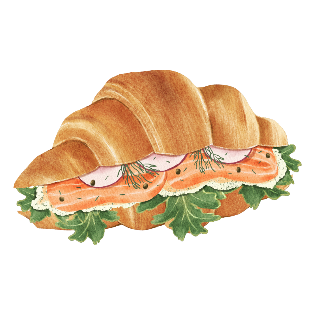 25 Watercolor Stuffed Croissant Sandwich Clipart Set – Sweet & Savory Filled Croissants Collection (Transparent PNG, SVG, PDF)