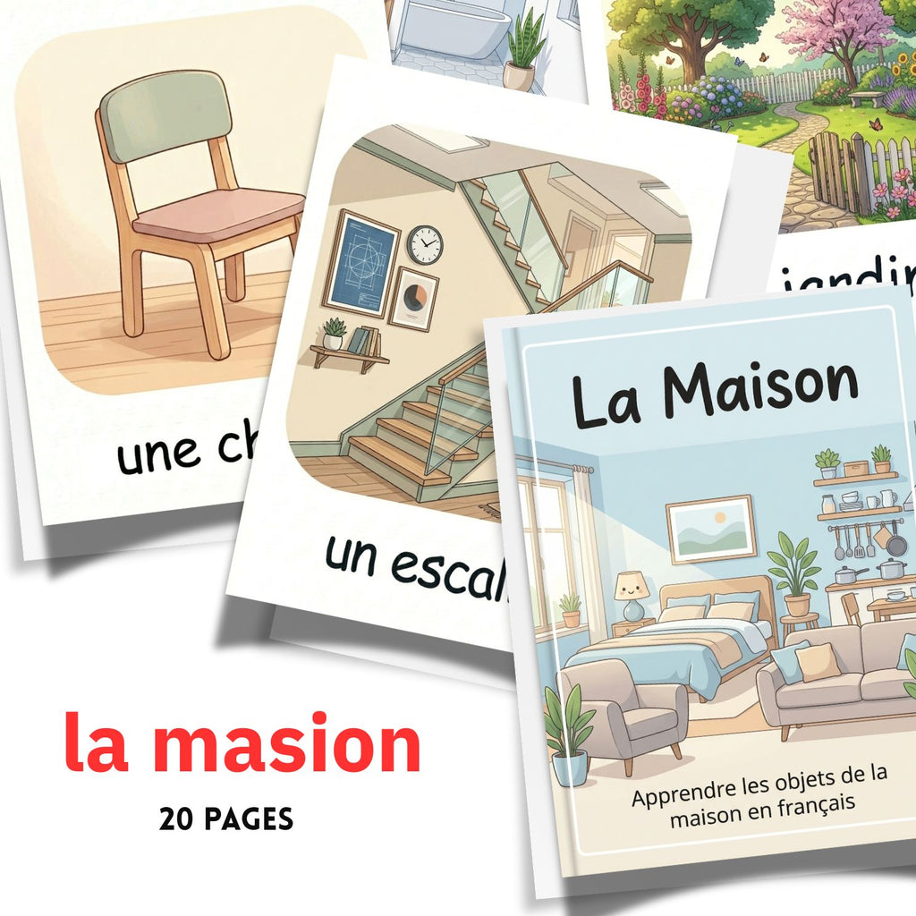 French House Objects Flashcards | 20 Page Kids Home Vocabulary Prints