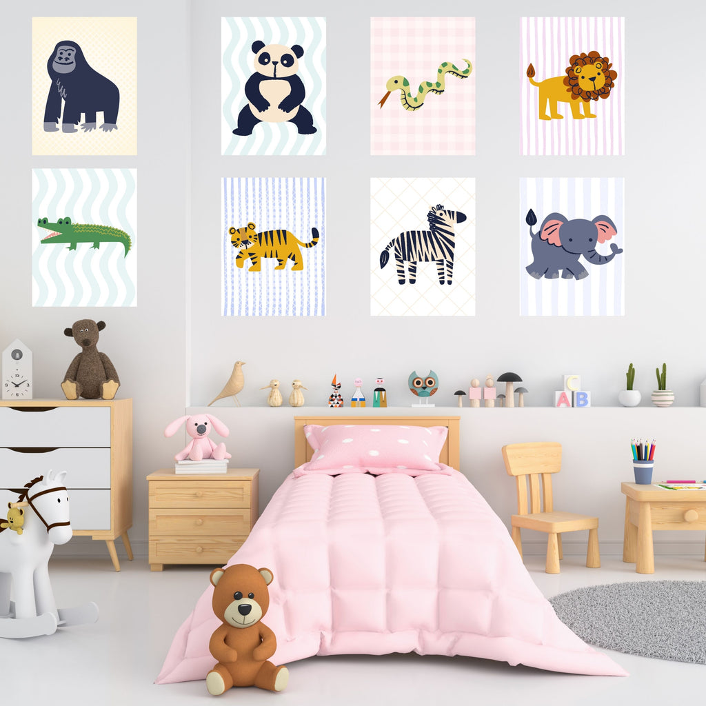 Animal Wall Art Set |  Safari Illustrations | Nursery Prints | Digital Download | Kids Room Decor | Jungle Wall Art | Printable Pack