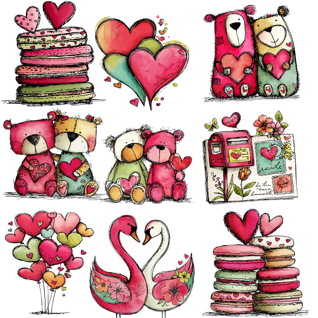 Cute Valentine Love Doodles Clipart Set – 21 Romantic Hand-Drawn Illustrations PNG, SVG & PDF