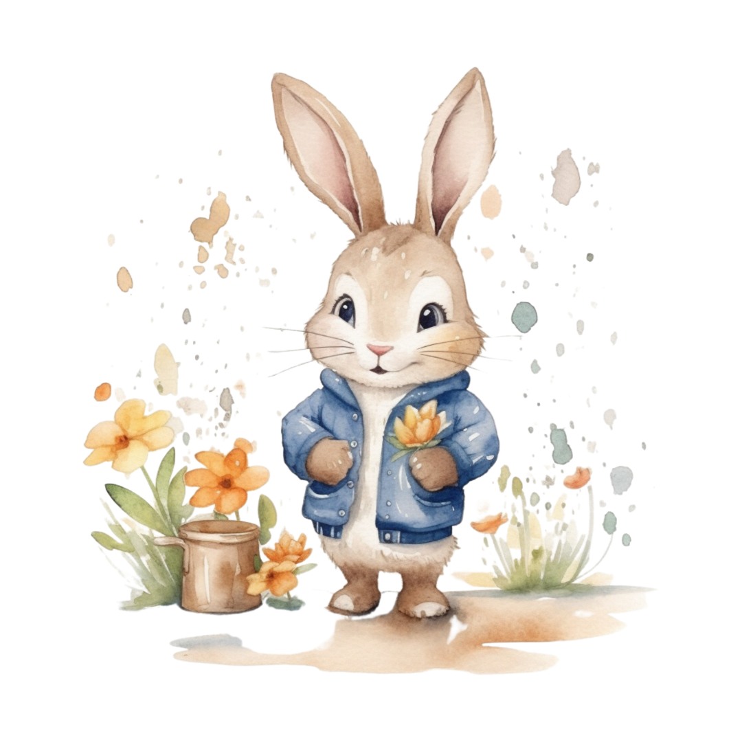 24 Cute Rabbit Clipart PNG Set – High Resolution Bunny Illustrations 4096×4096 | 300 DPI | Transparent Background