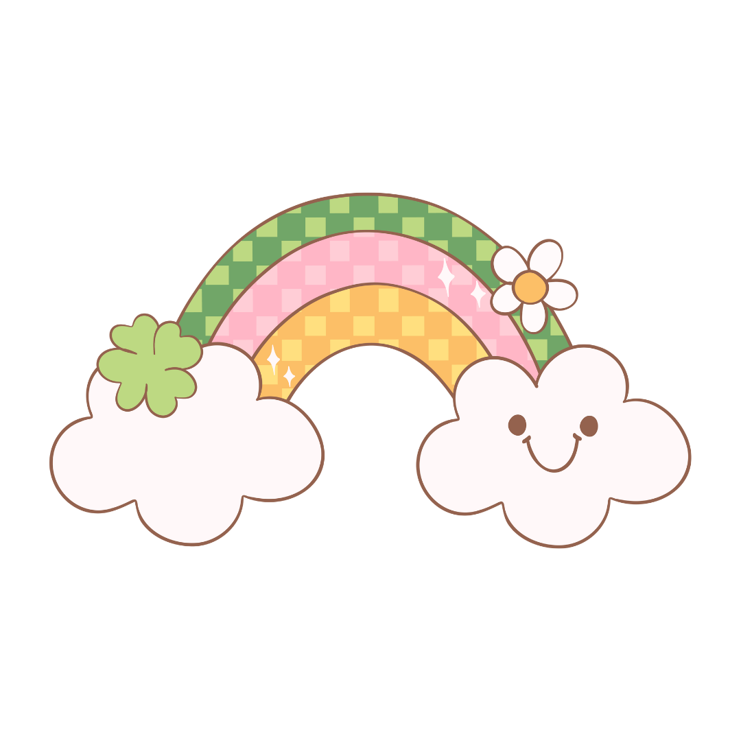 Cute Clover Clipart – Kawaii Hands Holding Patchwork Shamrock, Pastel Spring Illustration, Digital Download