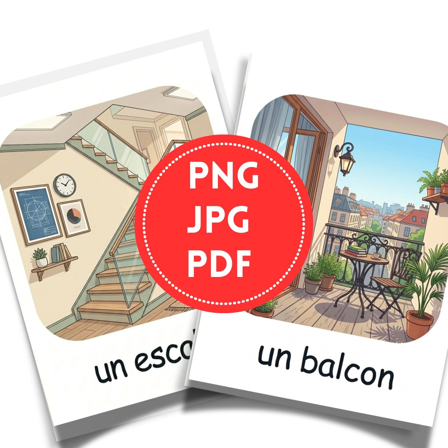 French House Objects Flashcards | 20 Page Kids Home Vocabulary Prints