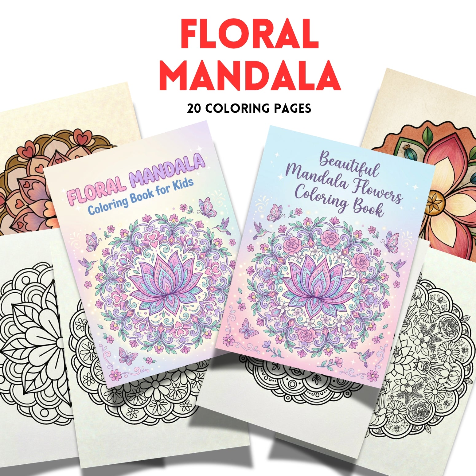 Beautiful Flower Mandalas PDF JPG PNG | 20-Page Kids and Teens Coloring Book